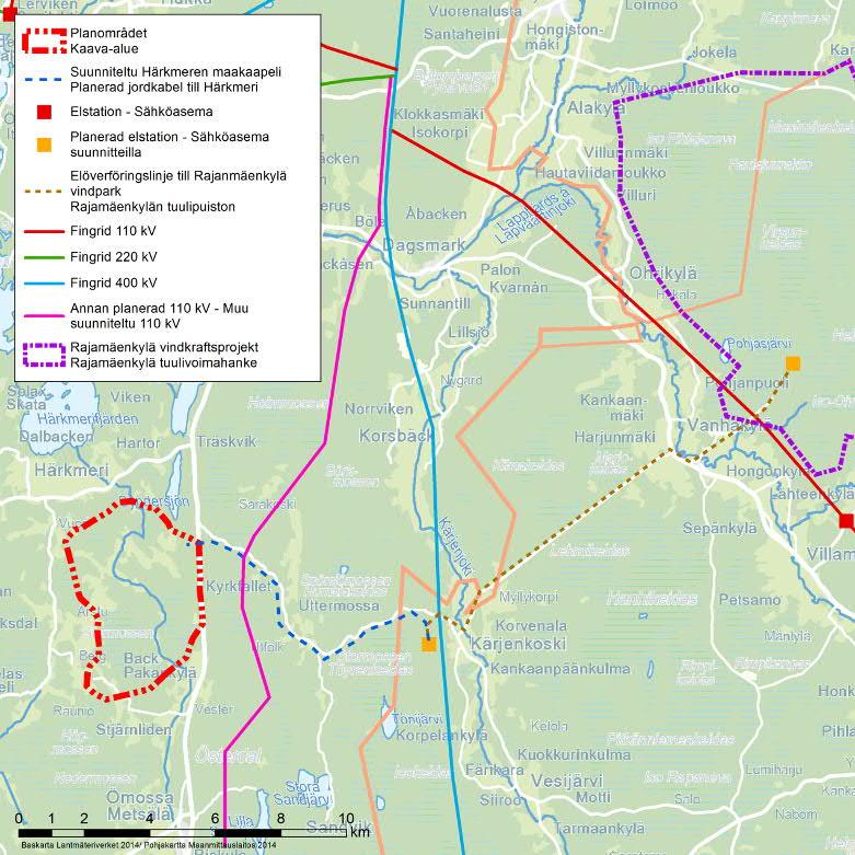 16 / 71 1.5.8 Käytöstä poisto Kuva 6. Alustava suunnitelma sähkönsiirrosta. Tuulivoimalan käyttöikä on 20 30 vuotta.