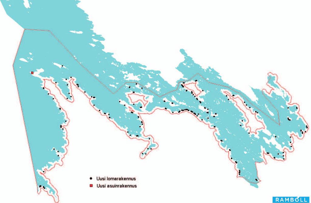 5.3.1 Lomarakentaminen Rantaosayleiskaavalla muodostuu uusia lomarakennuspaikkoja (RA) yhteensä 210 kpl.