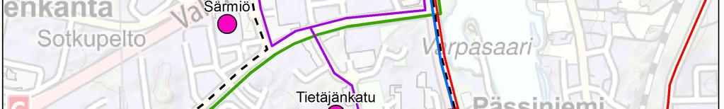 Linja 3A kulkee puolestaan Huhtasesta Immolan, Kaukopään, Vuoksenniskan, Keskusaseman, Imatrankosken ja