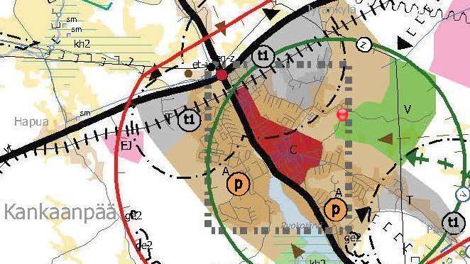 Ote Satakunnan maakuntakaavasta ja määräyksistä Kaava-alueen sijainti on merkitty keltaisella pisteellä.