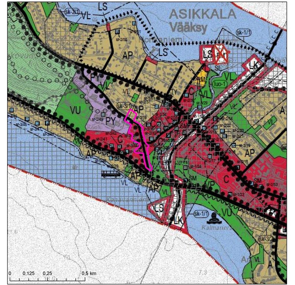 2.4.2 Yleiskaava Vääksyn osayleiskaavassa (31.5.2010) suunnittelualue on pääasiassa keskustatoimintojen aluetta.