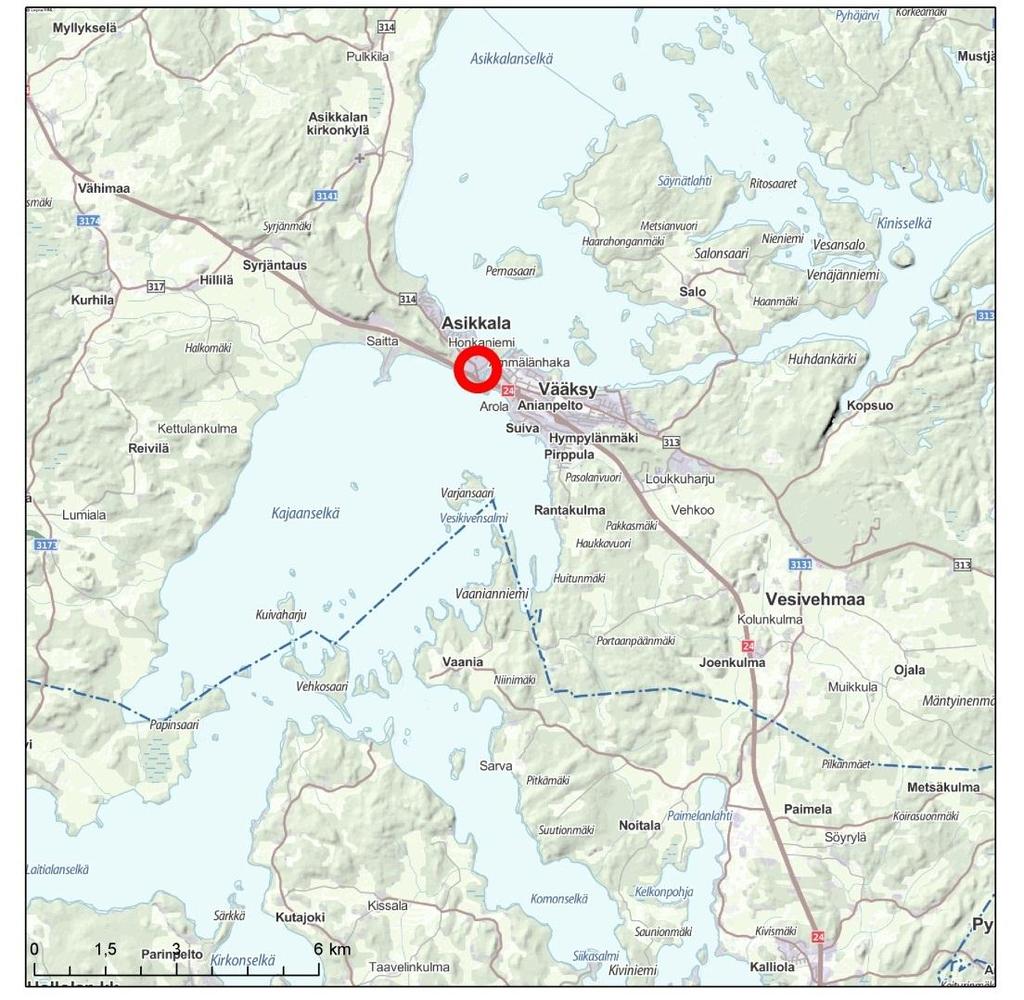 ASEMAKAAVAMUUTOS Kaava-alueen sijainti Kaava-alue sijaitsee Vääksyn taajamassa Asikkalantien alkupäässä linjaautoaseman vieressä. Kaavamuutosalue on katu- ja liikennealuetta.