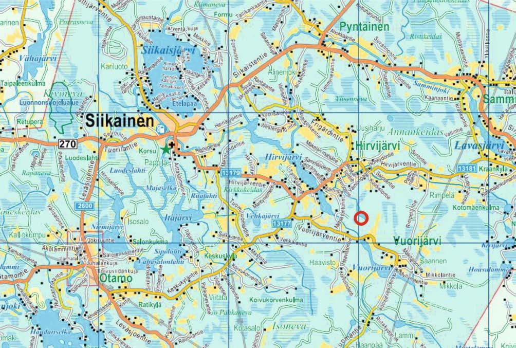 Kaava-alueen sijainti Kaava-alue sijaitsee Siikaisten kunnan Hirvijäeven kylässä.