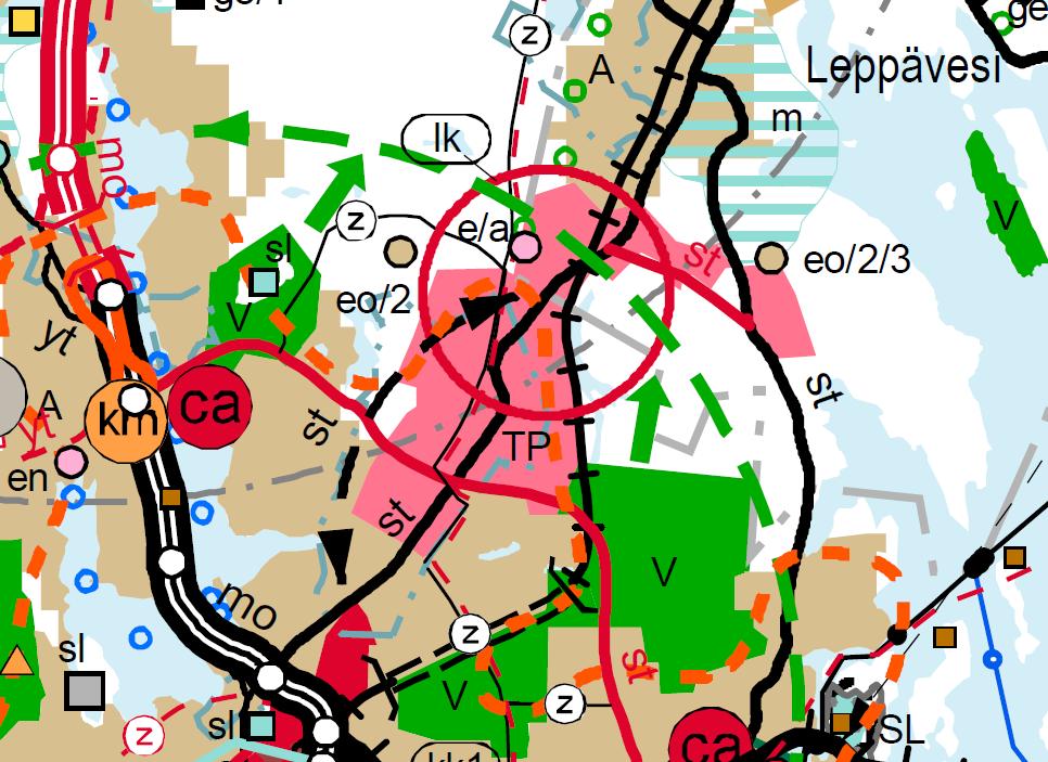 48:009/ SAKSELANTIEN YMPÄÅRISTÖN ASEMAKAAVAN MUUTOS 28.8.2017 (9) KUVA 9 Ote Keski-Suomen maakuntakaavojen yhdistelmäkartasta.