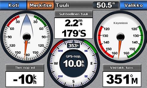 Kalenteri-, vene- ja ympäristötiedot Polttoainemittareiden lukemien synkronointi polttoainetasojen mukaan 1. Valitse aloitusnäytössä Infopiste > Kojelaudan mittarit > Moottori > Valikko. 2.