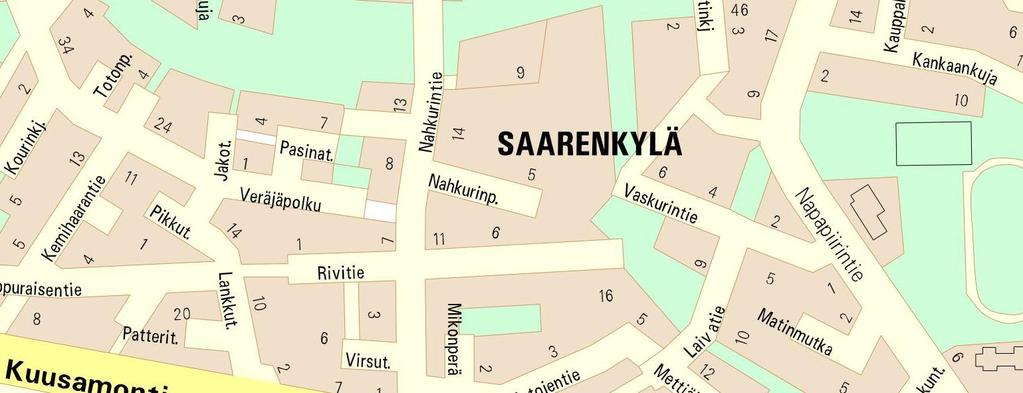 1.2 Kaava-alueen sijainti 3 15. kaupunginosan Saarenkylän alue. Suunnittelualue sijaitsee Saarenkylässä Rovaniemen keskustasta noin 3 km koilliseen.
