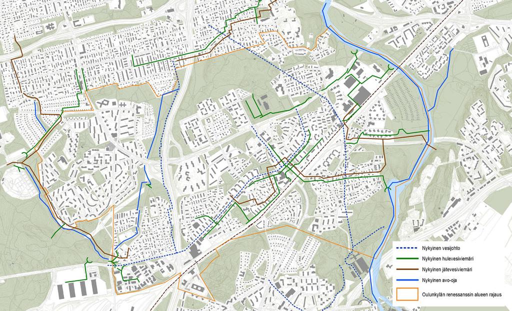 Vesihuolto Alueella sijaitsee raakavesitunneli ja Asesepäntiellä on päävesijohtoyhteys.