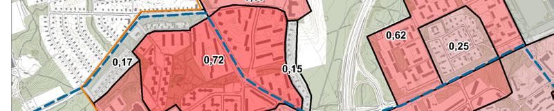 Asuintonteista korkeimmat tehokkuusluvut ovat Mäkitorpantien varressa, Veräjälaakson kerrostaloalueella, Patolan 70-