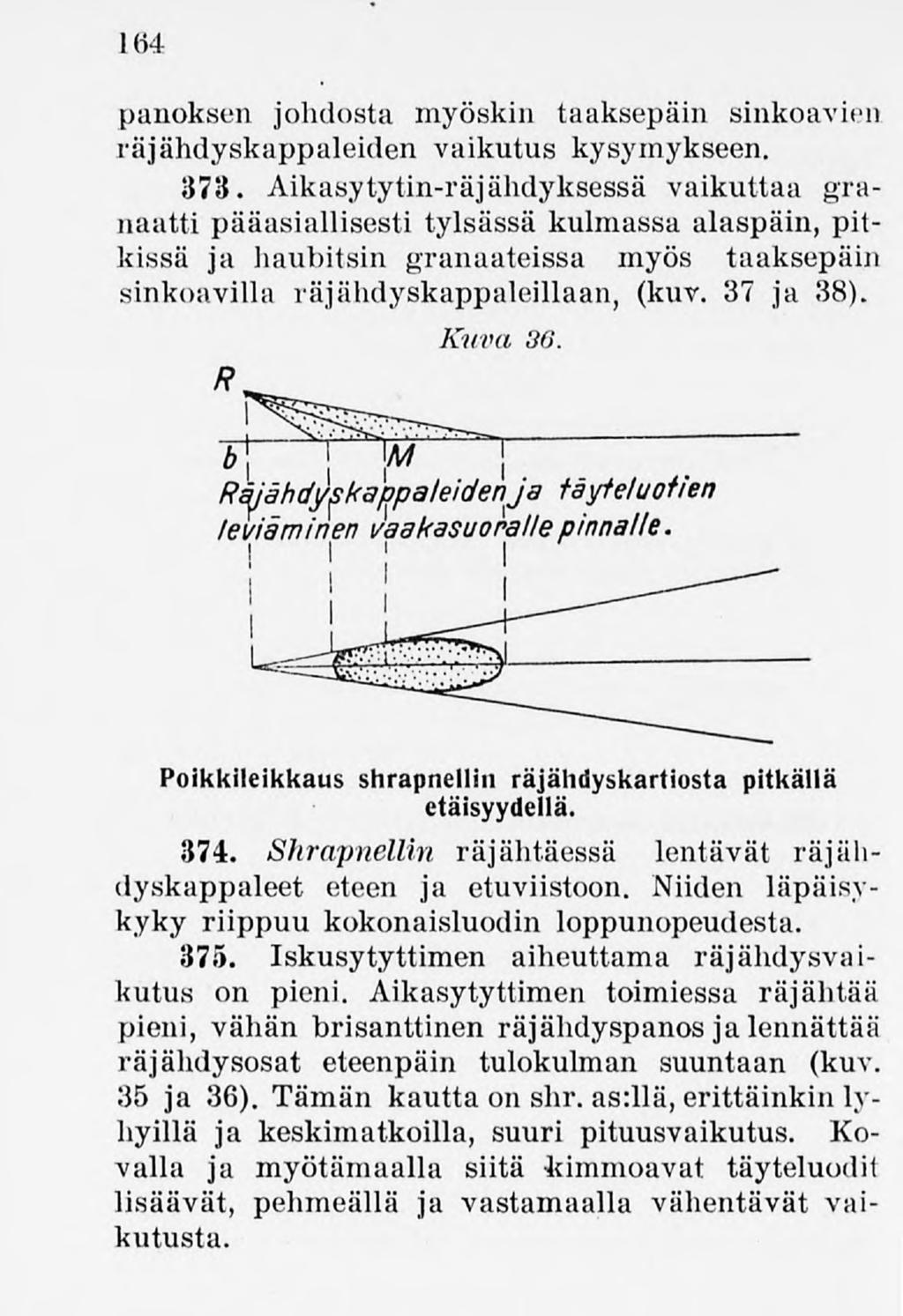 164 panoksen johdosta myöskin taaksepäin sinkoavien räjähdyskappaleiden vaikutus kysymykseen. 373.