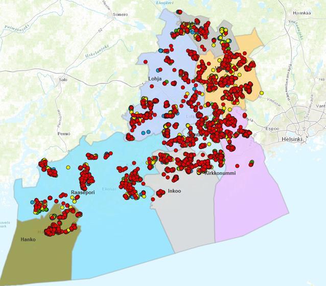 Kartoitusdata antaa hyvän pohjatiedon jätevesijärjestelmien parantamistarpeen laajuudesta alueittain Luonnollinen