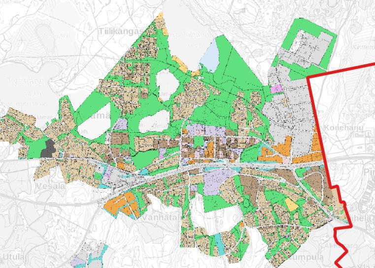 19 / 26 koittaa sekä laajempia virkistyskokonaisuuksia (Kartta 3/5), että pienipiirteisempiä asemakaavoitettuja virkistysalueita.