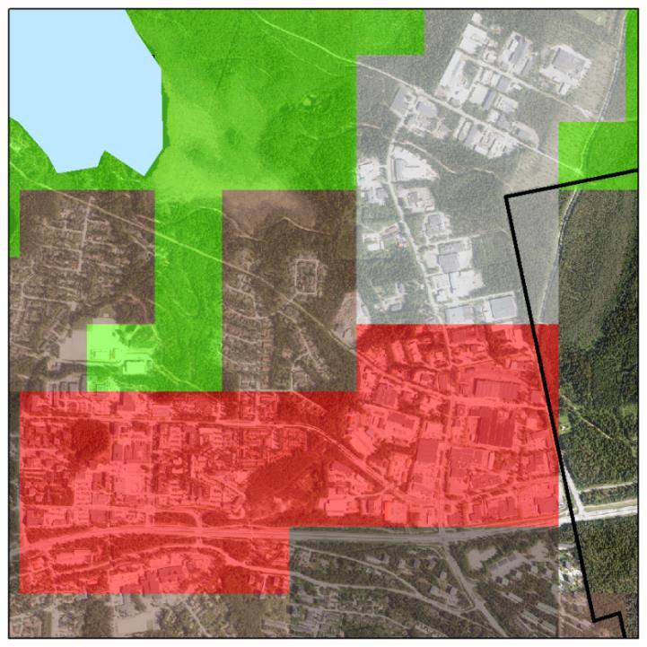 20 / 26 Kuva 18. Salpakankaan keskusta-alue ja sitä ympäröivät ruudut pääkartalla.