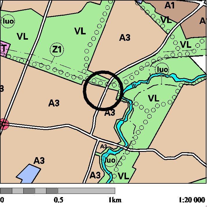 4 Yleiskaava Yleiskaavassa alue on varattu pientalovaltaiselle rakentamiselle A3 ja lähivirkistysalueeksi VL.