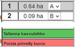 Näytölle avautuvasta valikosta valitaan kumpi jaetun lohkon osista nimetään A - ja kumpi B lohkoksi.