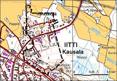 tukeutunut suoriin tonttiliittymiin valtatielle ja Iitintielle.