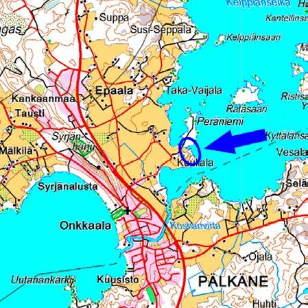 KAAVA-ALUEEN SIJAINTI JA MAANOMISTUS Kuulialan asemakaava, kaavaselostus, liite 1: Osallistumis- ja arviointisuunnitelma Kaava-alue sijaitsee Pälkäneellä Lahdentien itäpuolella Pälkäneveden rannalla.