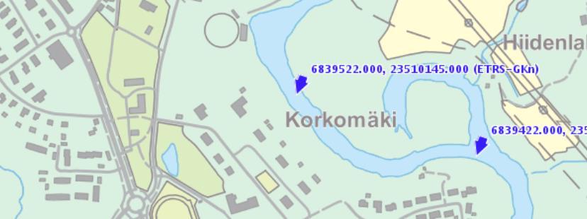 TARKASTUSRAPORTTI Pappilanjoki 25.2.2016 12 / 13 Kuva 12. Mittausalue mutkassa 5 Syvimmät alueet pohjatasossa sijaitsevat n.