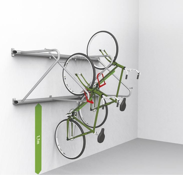 Muiden BikeKeeper-tuotteiden tapaan pyörät lukitaan turvallisesti rungostaan.