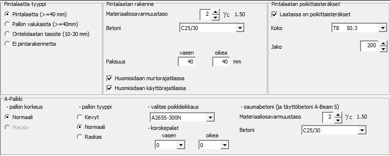 19 Valitse poikkileikkaus Korokepalat Saumabetoni raskas H poikkileikkaus, jolla säädetään profiilin taivutuskestävyyttä. Tietokannasta valitaan poikkileikkaus korkeuden ja leveyden mukaan.