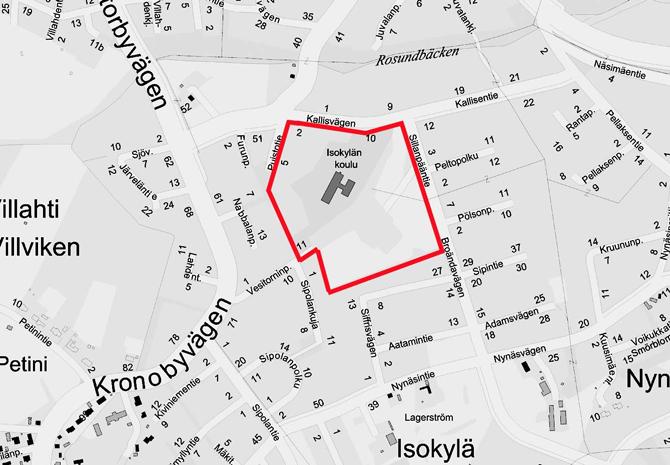 23 ISOKYLÄN KOULU JA SEN ETELÄPUOLINEN ALUE ASEMAKAAVAMUUTOKSEN VIREILLE TULON SYY Kaupunki on ostanut Isokylän koulun eteläpuolisen peltoalueen.