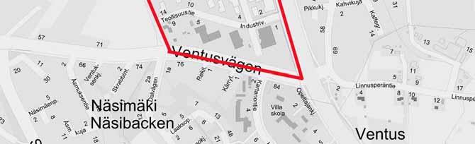 Alue rajautuu Kaupunginsalmeen, Ventuksentiehen ja Jyväskyläntiehen.