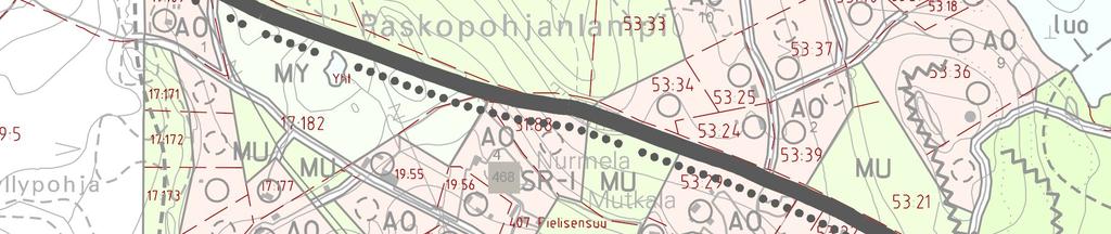 Yleiskaavassa nyt tarkasteltava alue on osa Puntarikosken kylämäistä aluetta (AT), jolle on