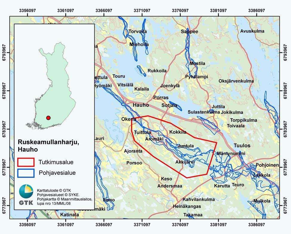 Pohjavesialueen geologinen rakenneselvitys 1 Ruskeamullanharju, Hauho 1 JOHANTO 1.