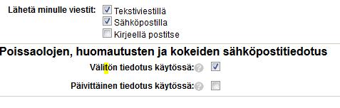 Omat tiedot Omat tiedot osiossa muokataan omia yhteystietoja. Mikäli oppilaan yhteystiedoissa on virheitä, ole yhteydessä koulun kansliaan.