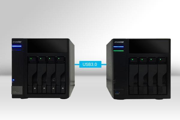 0 -porteilla. 2. Jos NAS-laitteen virta on jo kytketty päälle, AS6004U-laitteen liittäminen siihen USB 3.