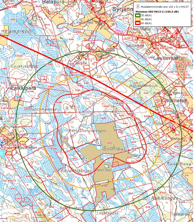 2 (23) Kuva 1. Selvitysalue noudattaa oranssilla näkyvää 40 db:n aluetta. 3 Natura-2000 alueet ja muut suojelualueet 3.