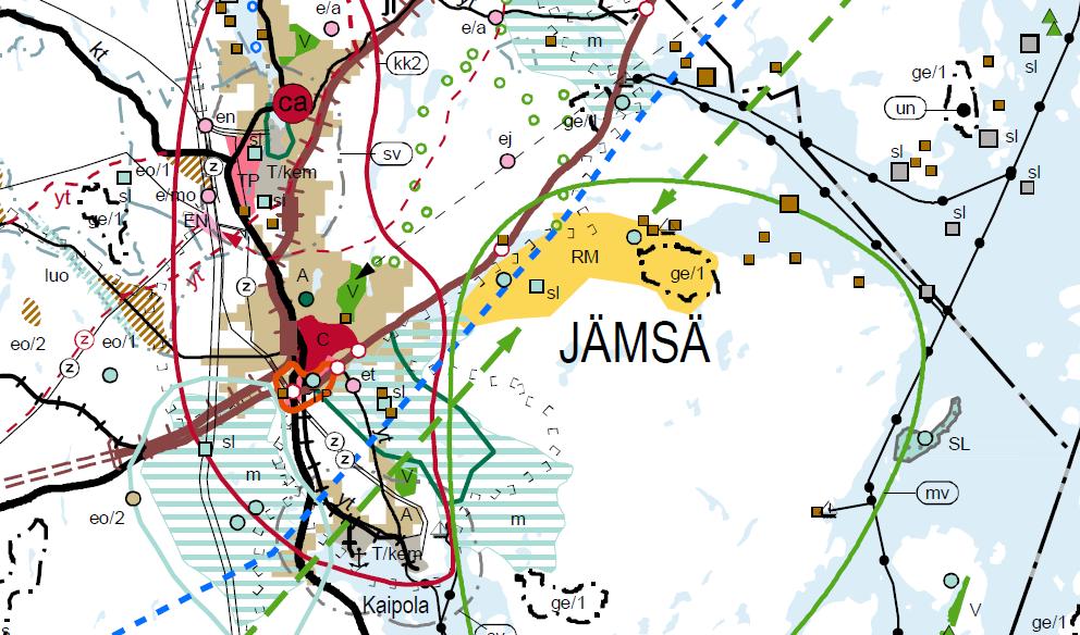 SELOSTUS 8 (15) Kuva 3. Ote maakuntakaavayhdistelmästä, yhdistelmässä on esitetty yhdellä kartalla kaikki voimassa olevat maakuntakaavat.