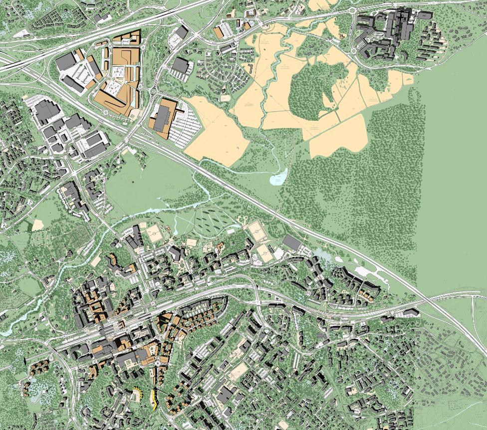 Asemakaavoitushankkeita Espoon keskuksessa Kirkkojärvenpuisto, alue 613500 Laajan puistoalueen kaavoitus Espoon keskus 1 b, alue 610104 Virastokeskuksen kehittäminen Jokisilta, alue 613900