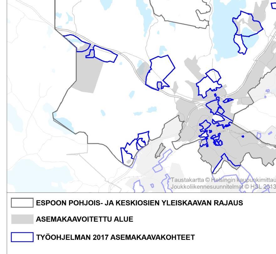 Asemakaavallisia selvityksiä käynnissä tai käynnistymässä keväällä 2017