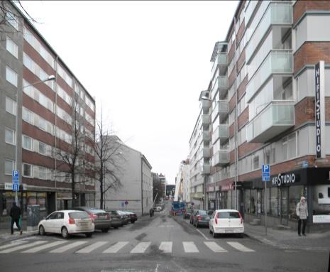 Korttelin 186 kohdalla kadun luonne on avoin, sillä katutila jatkuu Sorin aukiolle.