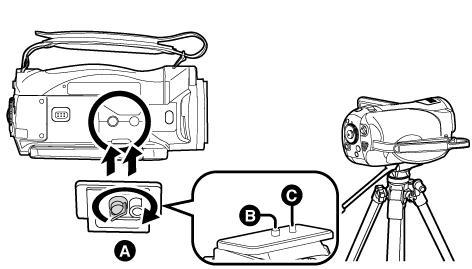 Kamerajalusta Kamerassa on reikä, johon voit kiinnittää kamerajalustan. Suosittelemme Panasonicin perusjalustaa (VW-CT45E, lisävaruste). (Jalustan kiinnitysohjeet jalustan käyttöohjeessa).