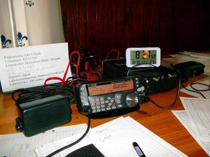 Radiokalustona meillä oli HF:lle Markon OH3GXQ lainaama Kenwood TS-480, lähetysteho 100 wattia.