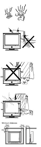HUOMIOON OTETTAVIA SEIKKOJA Varoitus: Tulipalon ja sähköiskun välttämiseksi samaan verkkopistokkeeseen ei saa liittää useita laitteita. Varoitus: Televisiovastaanotin toimii korkeajännitteellä.