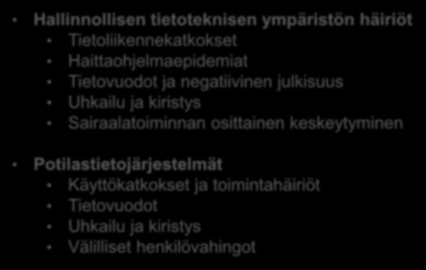 Potilastietojärjestelmät Käyttökatkokset ja