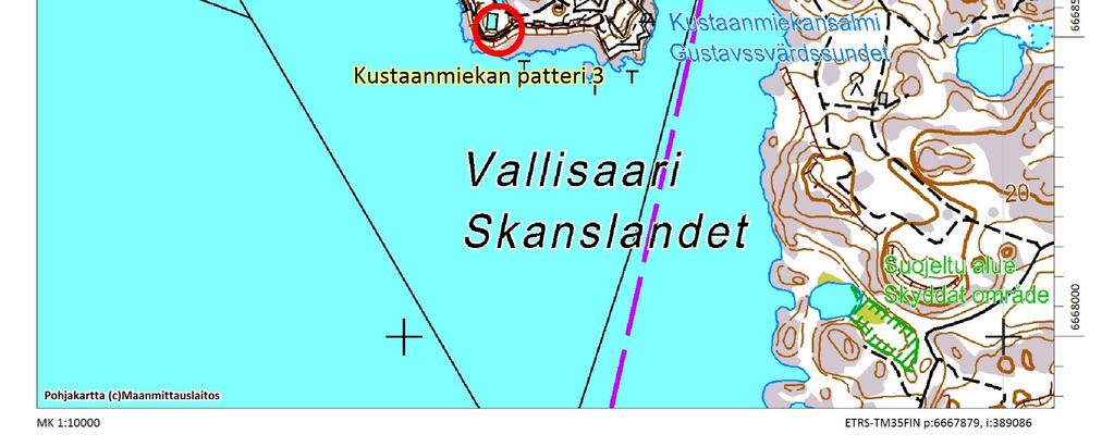 saaren lounaiskulmassa.