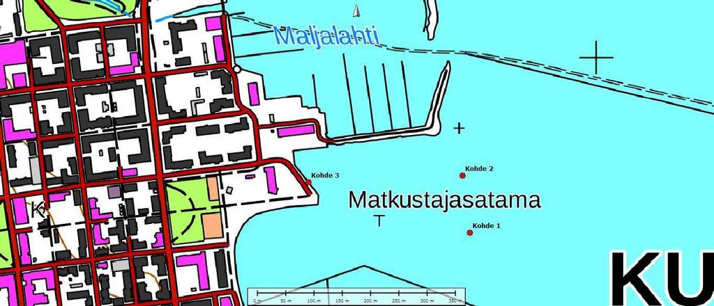 Viistokaikuluotauksessa havaittiin kolme mielenkiintoista anomaliaa, jotka tarkastettiin visuaalisesti (kartta 11). Kohteista otettiin videokuvaa. Kartta 11. Tarkastetut kohteet 1-3.