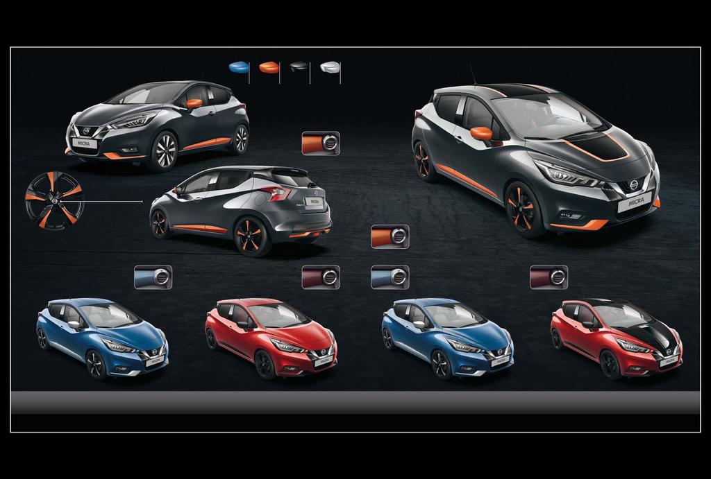 EXTERIOR PACK / EXTERIOR PACK PLUS ESIMERKKEJÄ YHDISTELMISTÄ Power Blue Energy Orange Enigma Black Vibrant Chrome EXTERIOR PACK GUNMETAL GREY -KORIVÄRI + INTERIOR PACK ENERGY ORANGE + EXTERIOR PACK