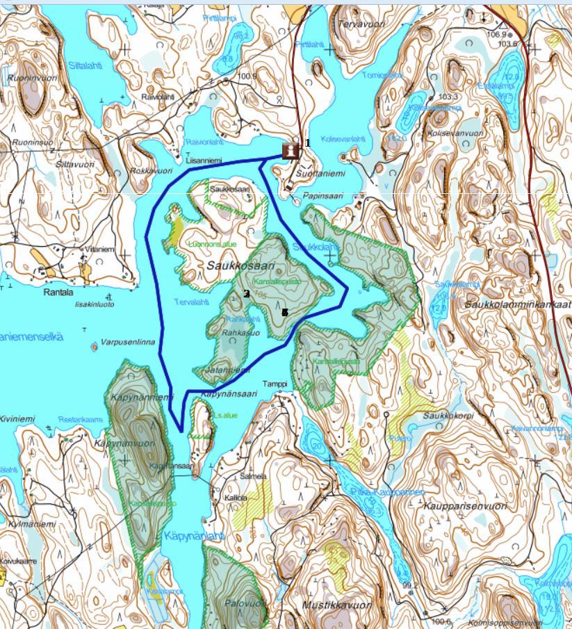 Sivu 5/9 Liite 1: REITTISUUNNITELMA Aloitus- ja lopetuspaikka: Hanhitaipaleen kalasatama 145, 77700
