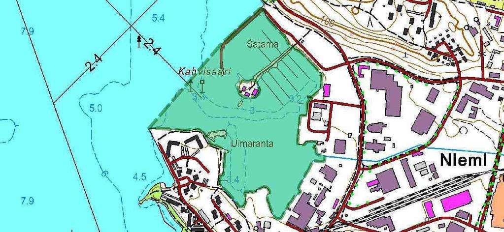 LIITE 1 Esimerkkejä erilaisista rajauksista: 1) Kevätkerääntymiskohde asutuksen keskellä : Lahden Polttimo Vesi- ja lokkilinnuille tärkeä alue.