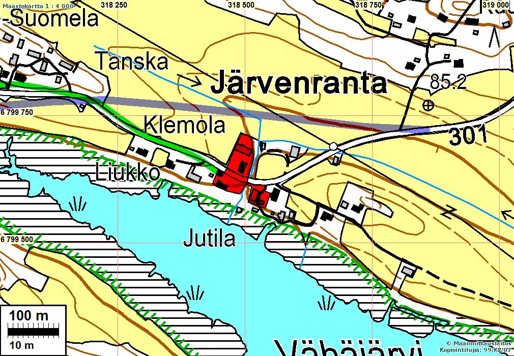Järvenrannan kylätontti v. 1788 kartan mukaan.