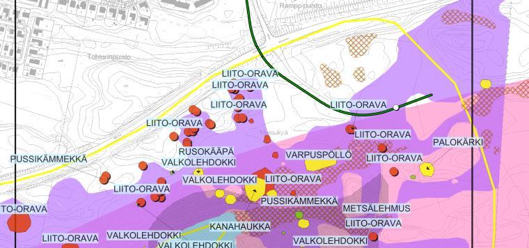 11.2 Hervantajärven muut luontoarvot Raitiotien kohdalla on arvokas lintualue, ja sen läheisyyteen sijoittuu arvokas hyönteisalue ja arvokasta lepakkoalue sekä avainbiotooppeja kuten lehtoja, reheviä