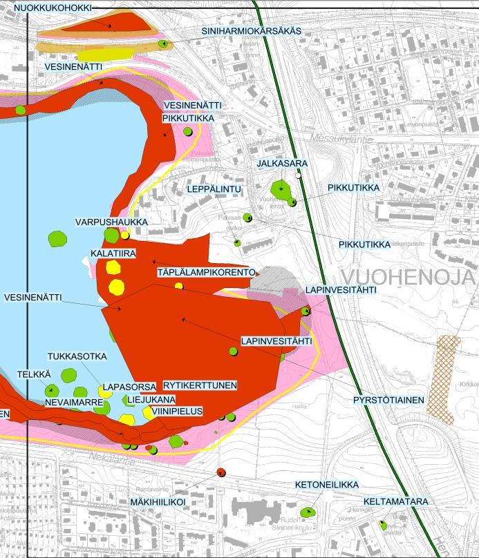 johdot eivät aiheuta tässä törmäysvaaraa linnuille, sillä ne jäävät puiden latvojen tasoa matalammalle. Iidesjärven rannan lähteisiin ei todennäköisesti kohdistu vaikutuksia (ks.