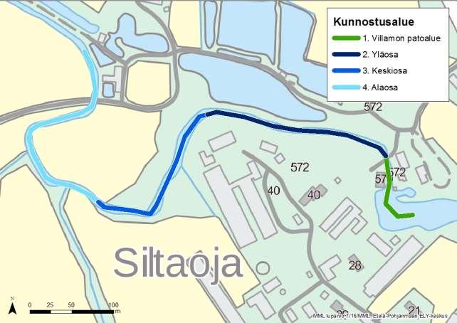 3.3 Alueen kuvaus ja toimenpiteet Villamon kunnostustyöt ulottuvat kokonaisuudessaan noin 20 metriä Villamon padon yläpuolelta päättyen noin 50 metriä Petsamontien sillan alapuolelle.