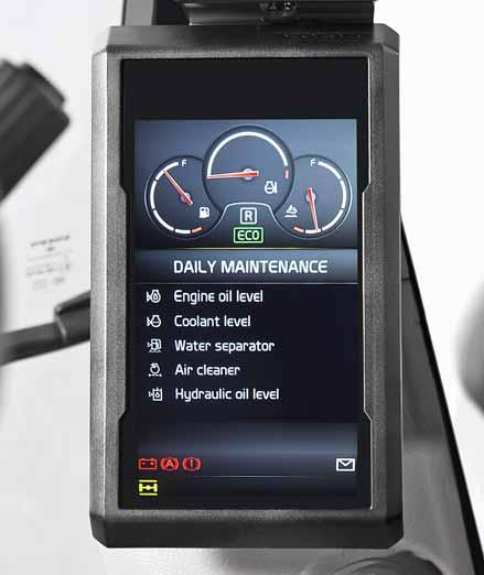 HMI Kaikki koneen hallintalaitteet mukaan lukien ohjaussauvat, näppäimistö ja LCD-näyttö on sijoitettu ergonomisesti ja suunniteltu optimaalista hallittavuutta ja tehokkuutta varten.