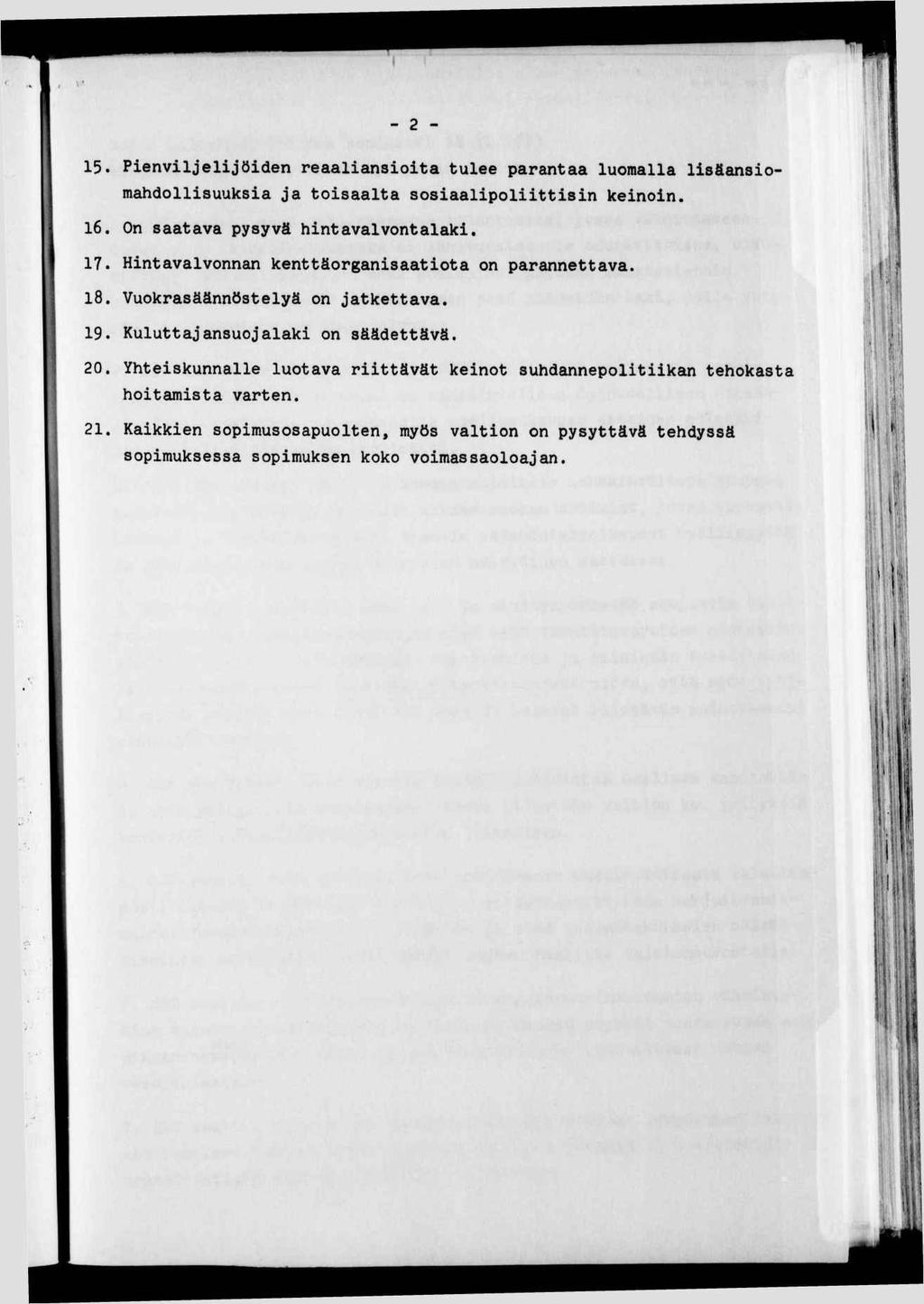 - 2-15. Penvljeljöden reaalansota tulee parantaa luomalla lsäansomahdollsuuksa ja tosaalta sosaalpolttsn kenon. 16. On saatava pysyvä hntavalvontalak. 17.
