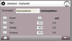 Maapiirin nopeuden valinta jäähdytyksen ollessa käynnissä. 5.4.15.